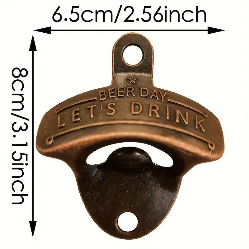 1pc Embossed Alloy Bottle Opener Wall Mounted Vintage Retro Hanging Beer Opener DIY Tools for BBQ Pub Bar Kitchen Accessories